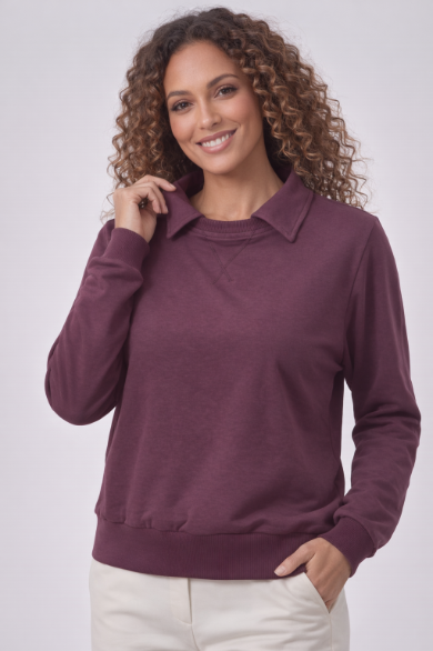 Collar Sweatshirt - Plum