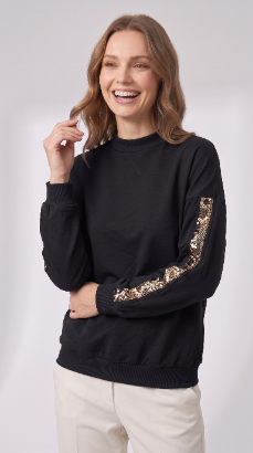 Nailhead Oversized Sweat -Black