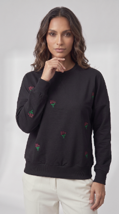 Embroidered Dolman Sweatshirt