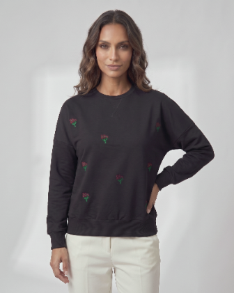 Embroidered Dolman Sweatshirt