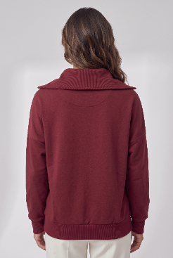 Topstitch Pocket 1/4 Zip - Wine