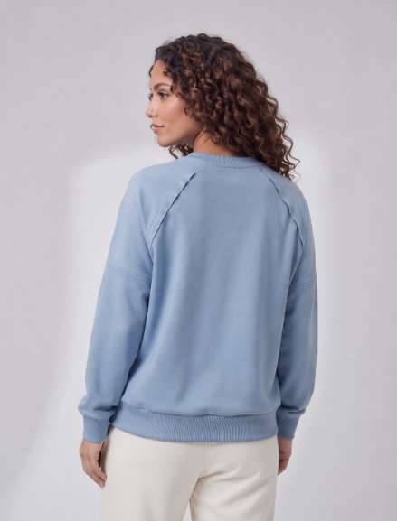 Embossed Horsebit Raglan Sweat - Dusty Blue