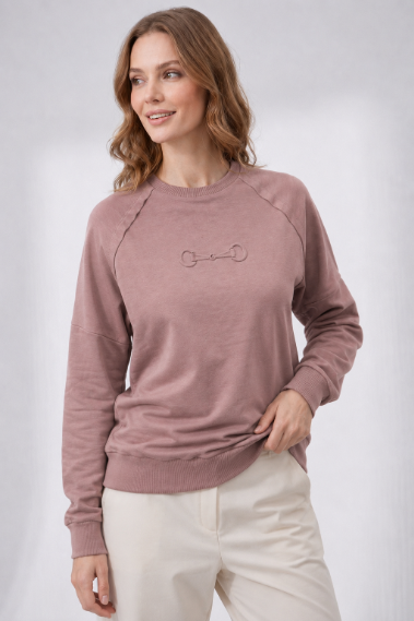 Embossed Horsebit Raglan Sweat - Mauve