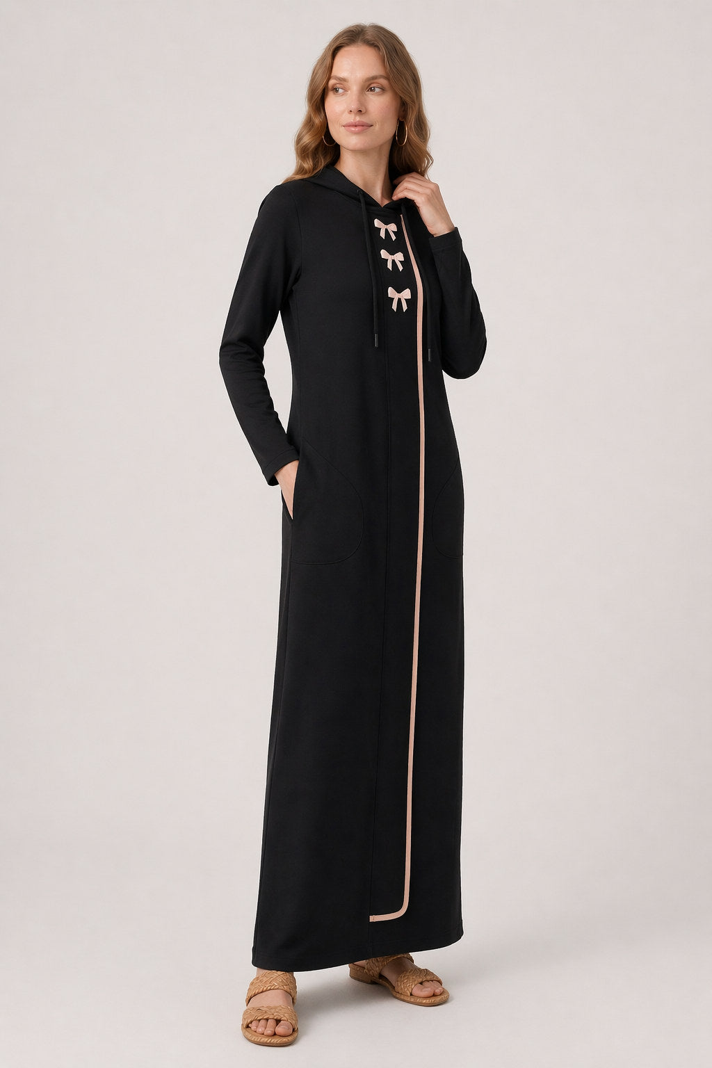 Embroidered Bow Morning Robe
