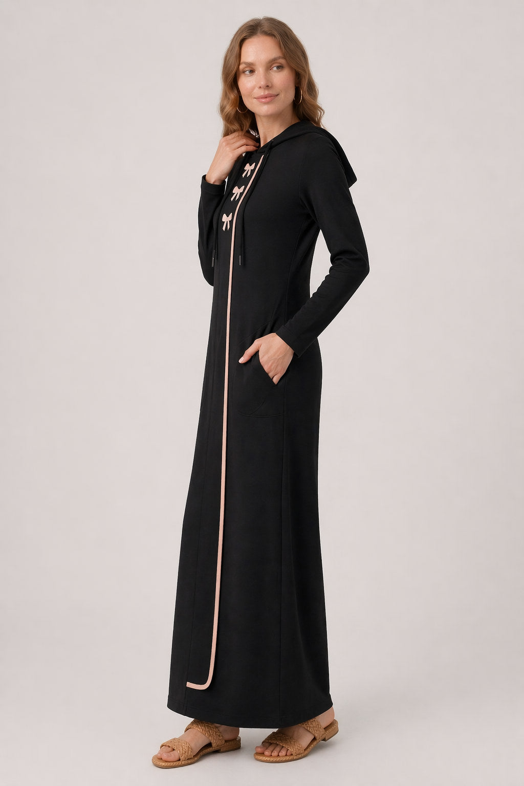 Embroidered Bow Morning Robe