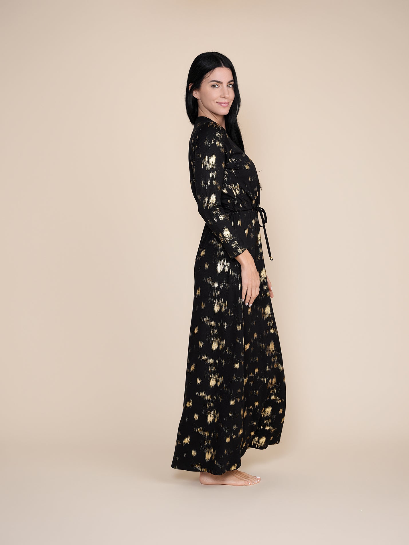 Gold Print Nursing Nightgown